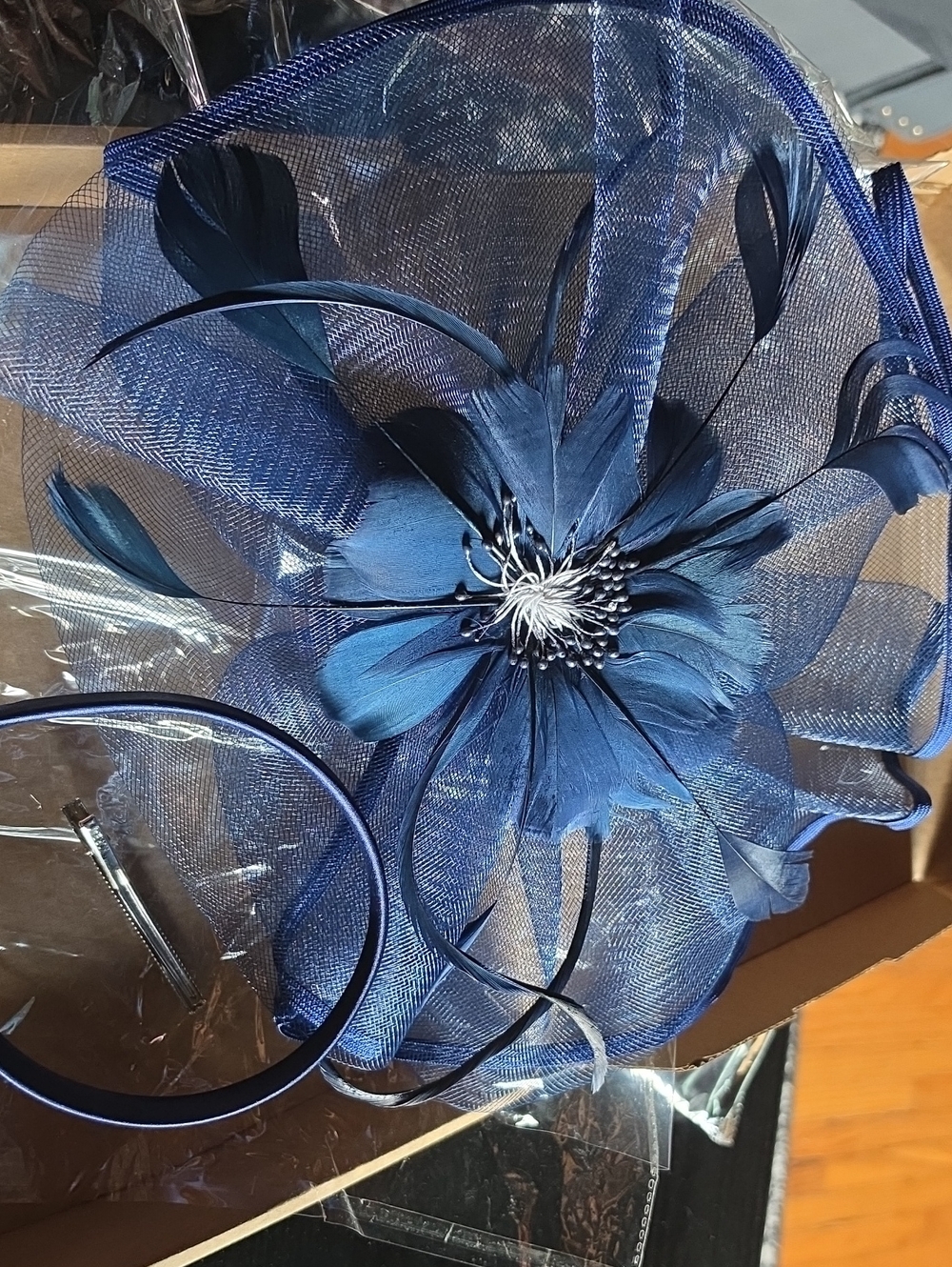 Navy Floral Fascinator Headband - Women Accessories